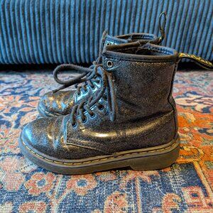Dr Martens children black glitter boots - size 13 kids